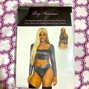 Metallic 2 Piece crop top and Thong Set